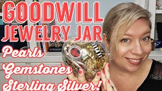 925 SILVER, PEARLS & GEMSTONES in this REAL Goodwill Jewelry Jar! #jewelryjar