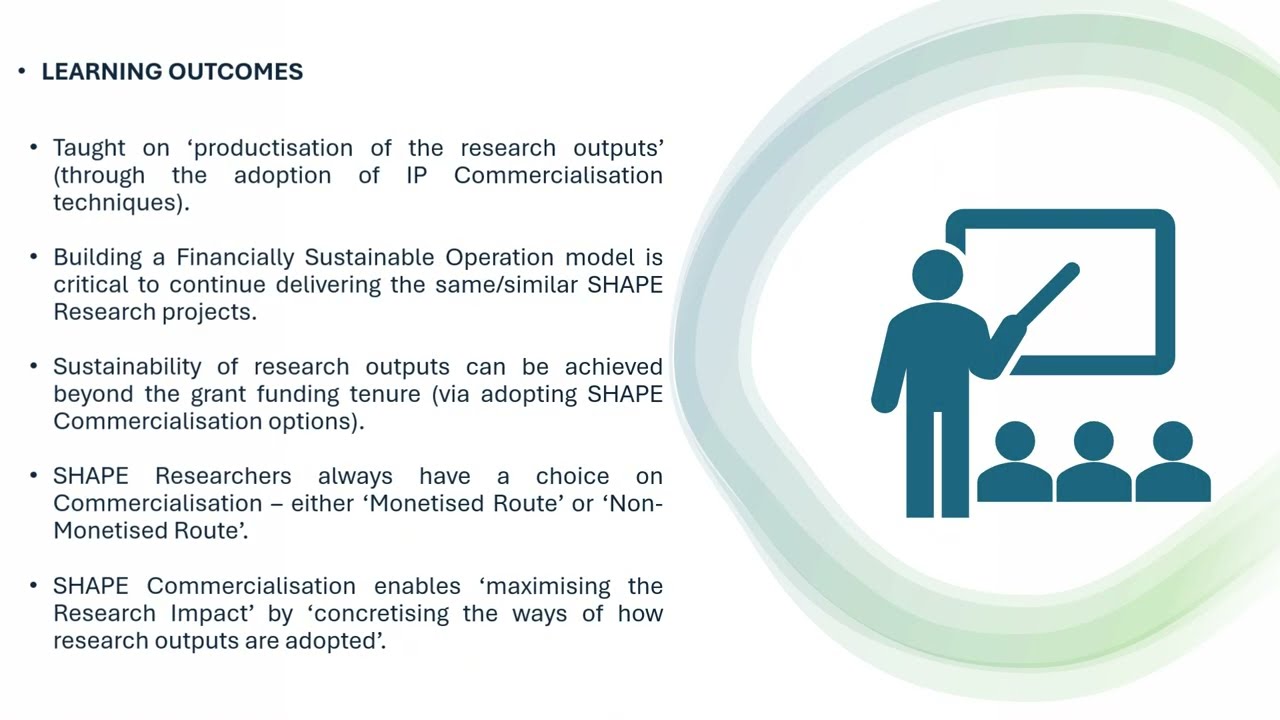 2.5hr Course: Commercialising SHAPE Innovations
