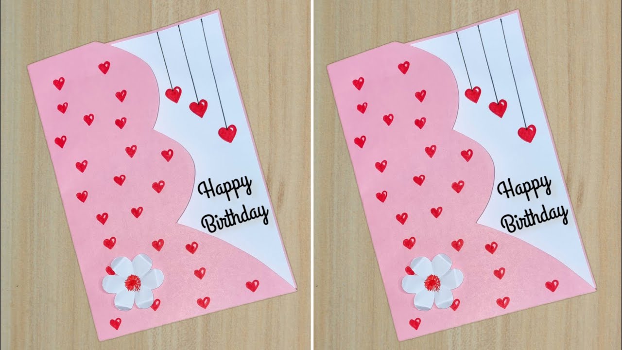 Beautiful 😍Pink Paper😍 Birthday Card // How to Make Birthday Card ...