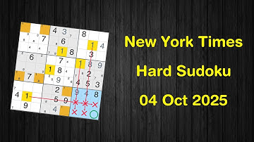 New York Times Hard Sudoku 04 Oct 2025 - Solve with Phidoku