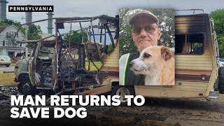 'I was on fire': Man loses home in RV fire, risks life to save beloved dog