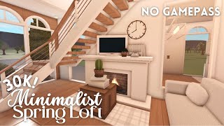 [ bloxburg ] ꒰30k!꒱ 🪴 minimalist spring loft ꒰ no gamepass build & tour ꒱
