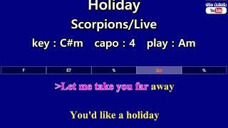 Holiday  Scorpions karaoke  Easy Guitar Chords  Key  Cm  Capo  4