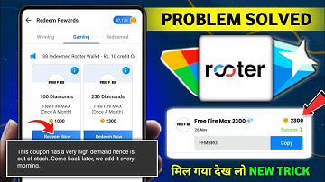 Rooter App Free Fire Max Diamond Redeem Problem Solve Trick | Rooter App Se Diamond Kaise Le 2025