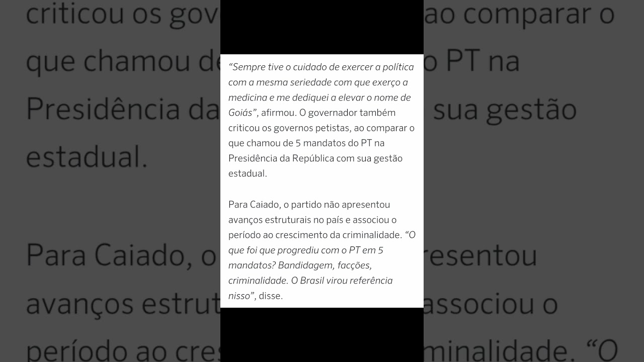 Caiado: "falta de autoridade moral" no governo. 