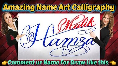 Hamza Malik Name Signature Calligraphy Status | How to Draw, Cursive Calligraphy with Cut Marker