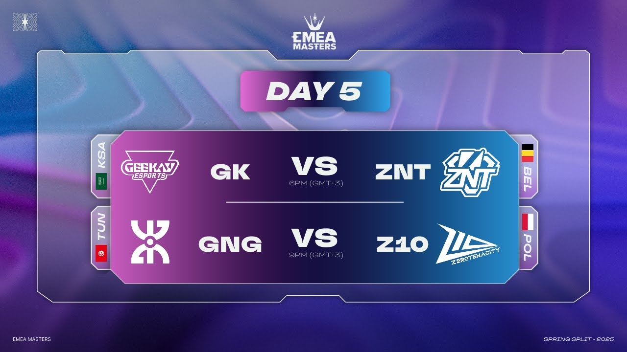 [AR] 2025 EMEA Masters Spring Group Stage | Day 5 | ZNT vs GK | Z10 VS GNG | BO3
