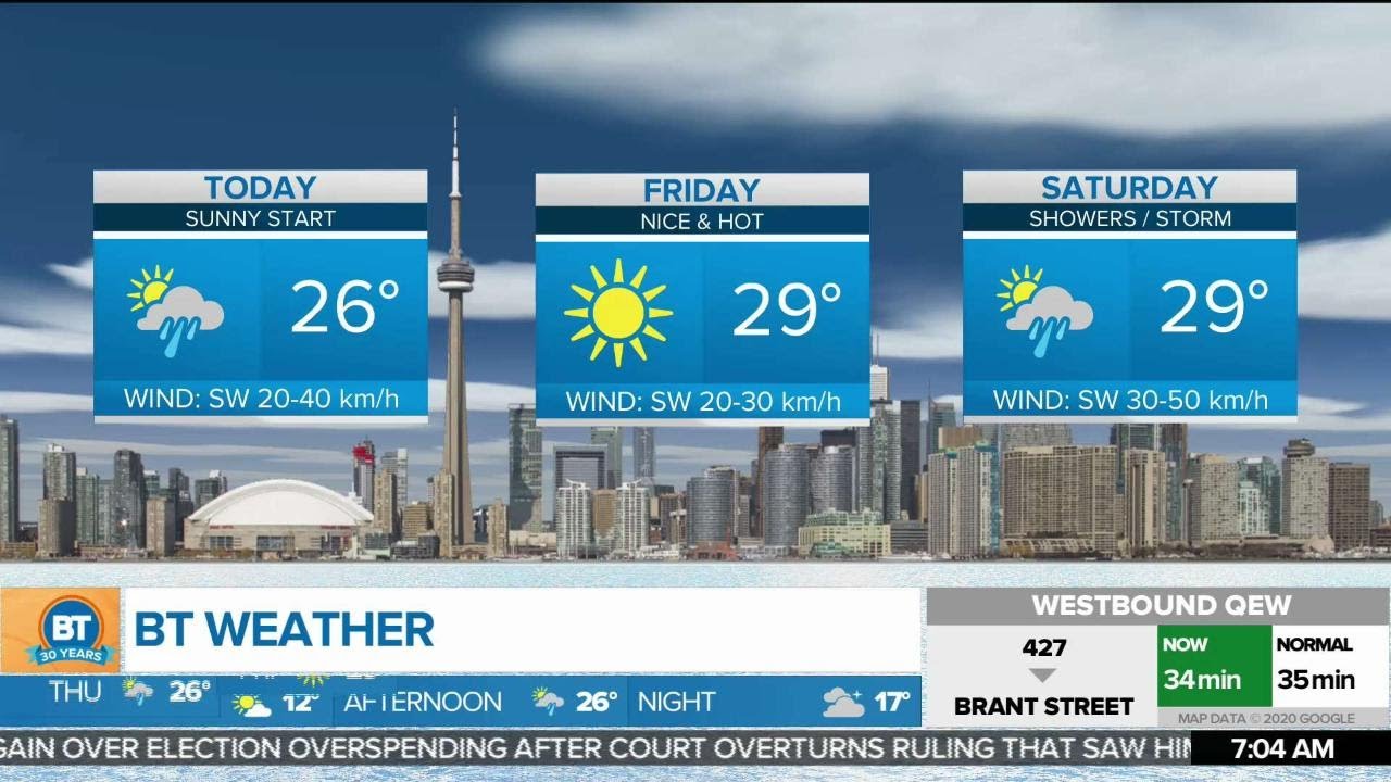 Sunny start to Thursday with a chance of afternoon showers - YouTube