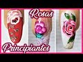 Decorar uñas con rosas - 3 formas de hacer ROSAS en tus uñas - Dibujar FÁCIL flores en Uñas