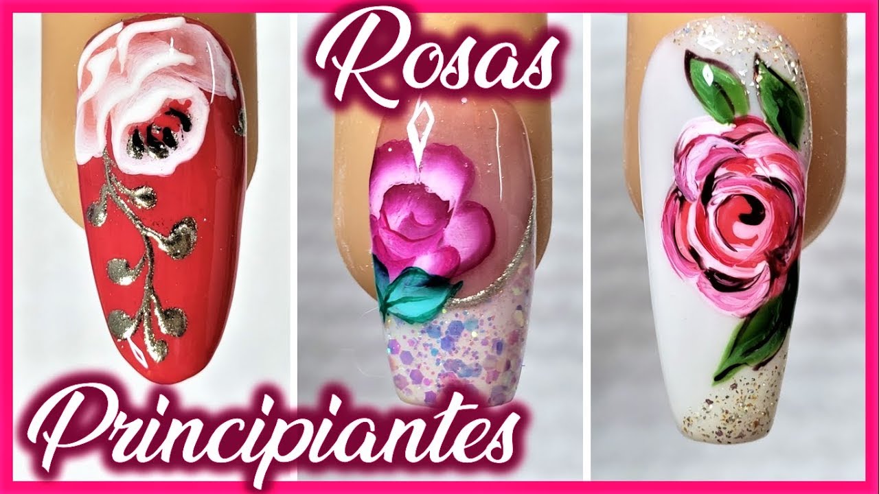 Decorar uñas con rosas - 3 formas de hacer ROSAS en tus uñas - Dibujar  FÁCIL flores en Uñas - thptnganamst.edu.vn