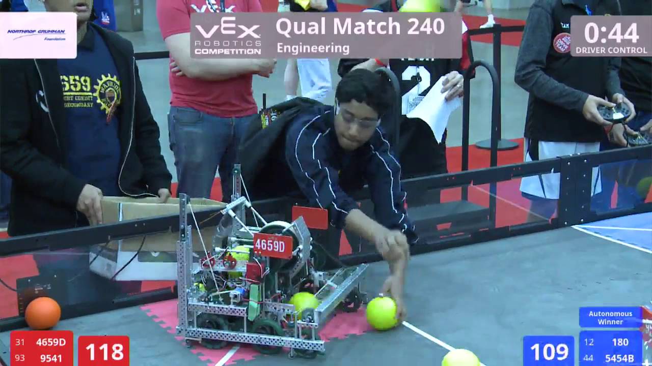 VEX Worlds 2016 - VRC High School - Engineering - Qual 240 (4659D 9541) 190 vs 238 (180 5454B)