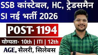 Ssb Tradesman Constable  Head Constable  Si  Asi New Vacancy 2026
