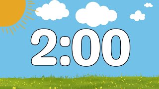 2 Minute Cute Calm Summer Classroom Timer (No Music, Happy Harp Alarm at End)
