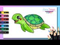 Cómo dibujar una TORTUGA kawaii - Paso a paso