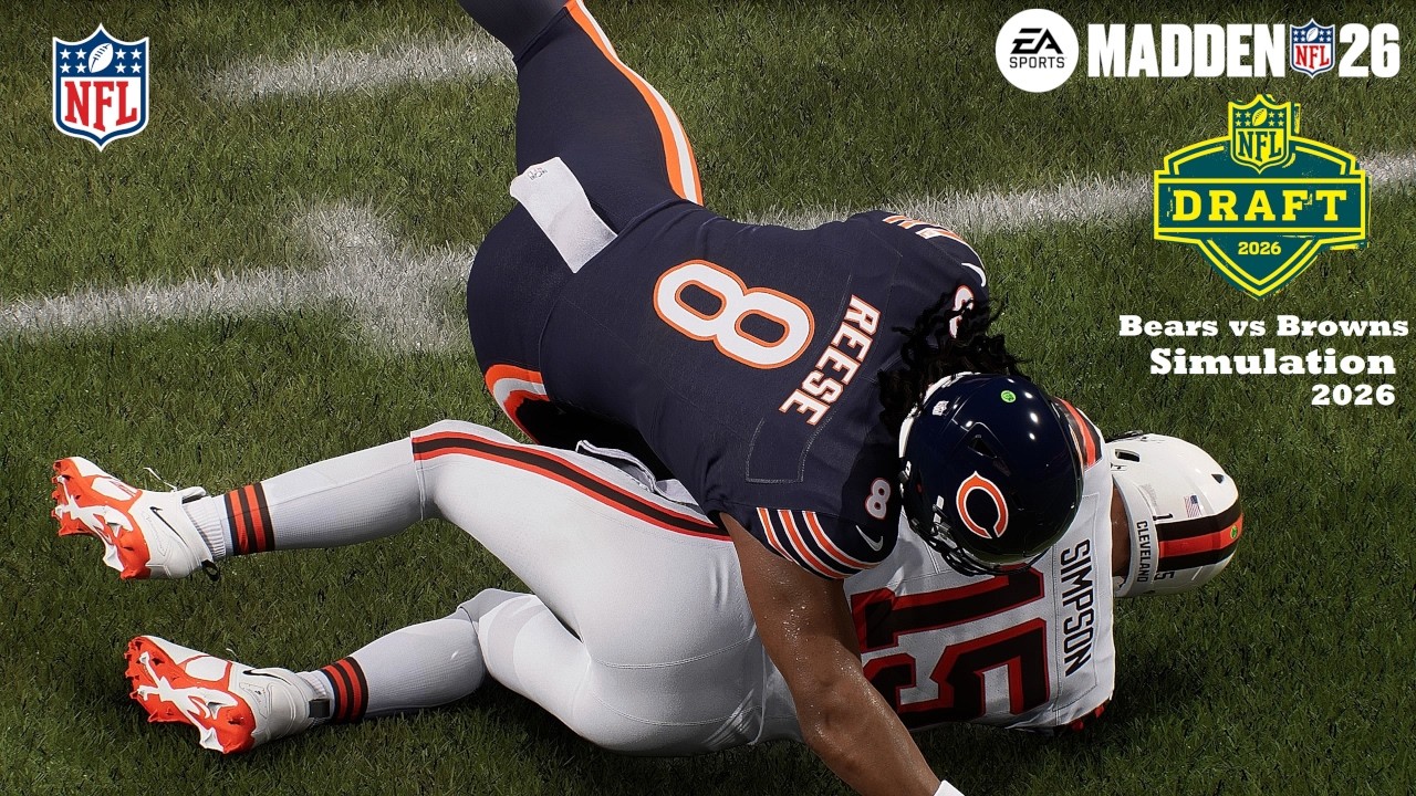 Madden 26 Arvell Reese Chicago Bears vs Ty Simpson Browns Sim NFL DRAFT EARLY 2026 Game Play