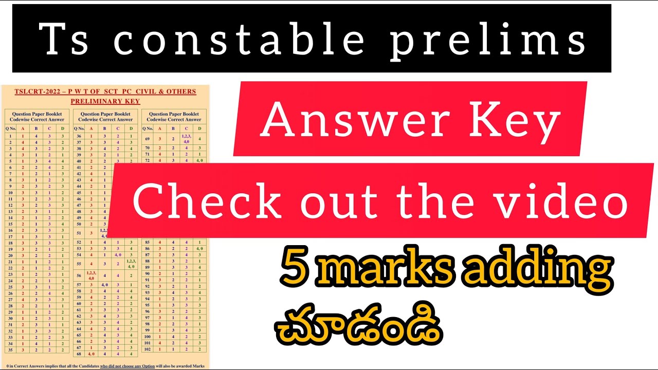 TS Constable prelims Answer Key Checking in telugu | How to check Ts constable prelims Answer Key|