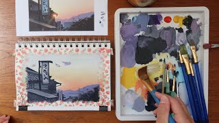 How to Paint a Gradient Sky - Gouache Speed Painting - Sketchbook Landscapes