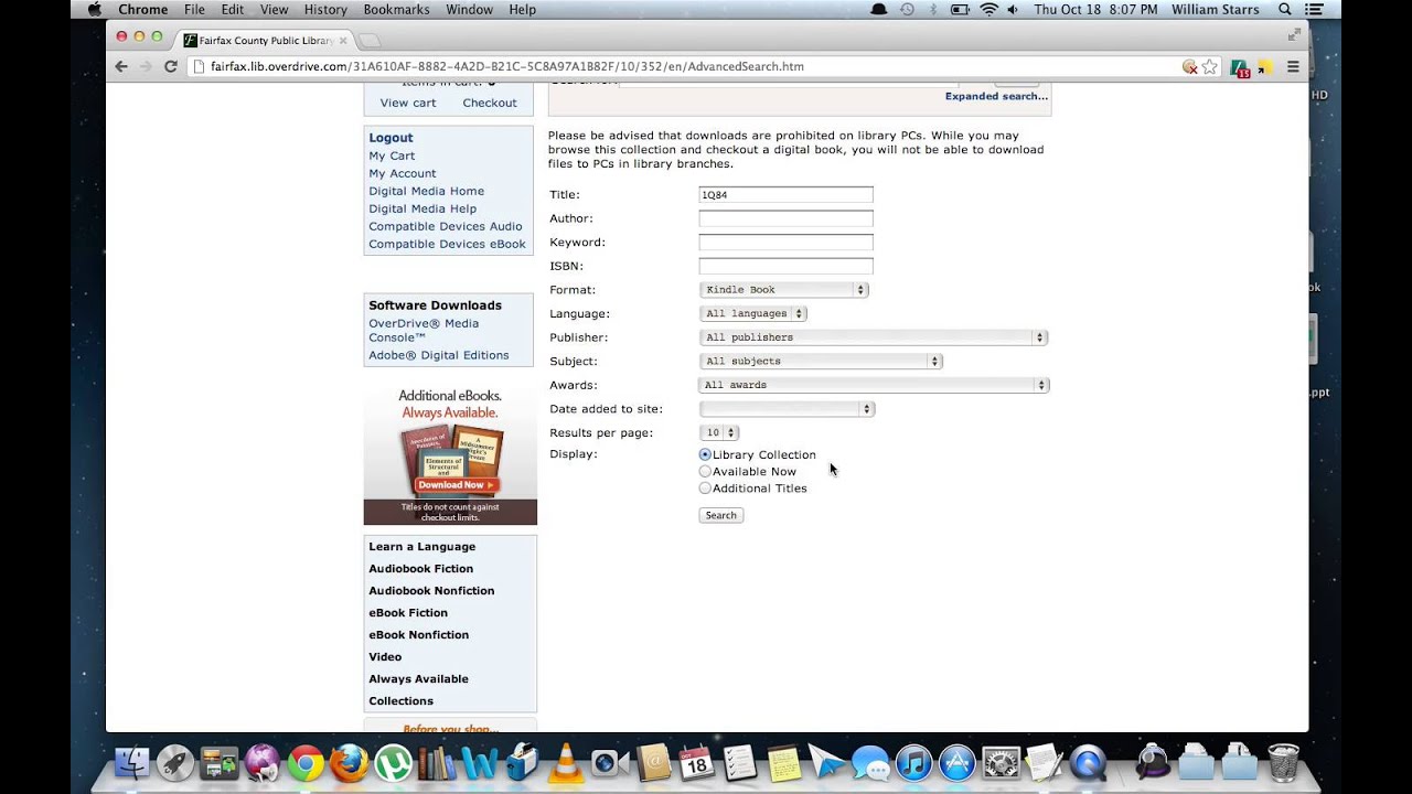 Checking out Fairfax County library ebooks on Amazon Kindle YouTube