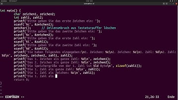 WS20 C Widerholung scanf und printf-Formatierungen