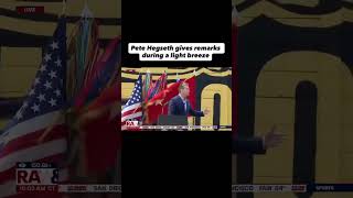 Pete Hegseth gives remarks during a light breeze at Fort Campbell. Via atrupar / X
