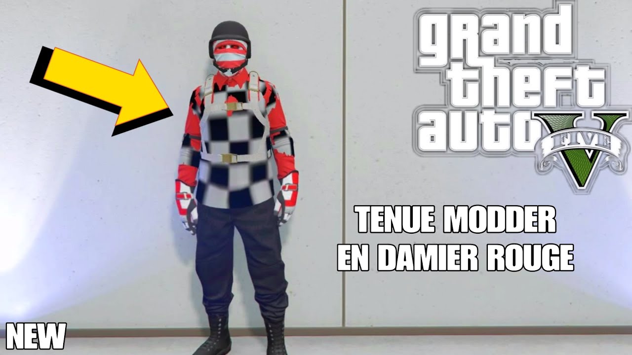 AVOIR UNE TENUE MODDER EN DAMIER ROUGE + GANTS DE COURSES SUR GTA 5