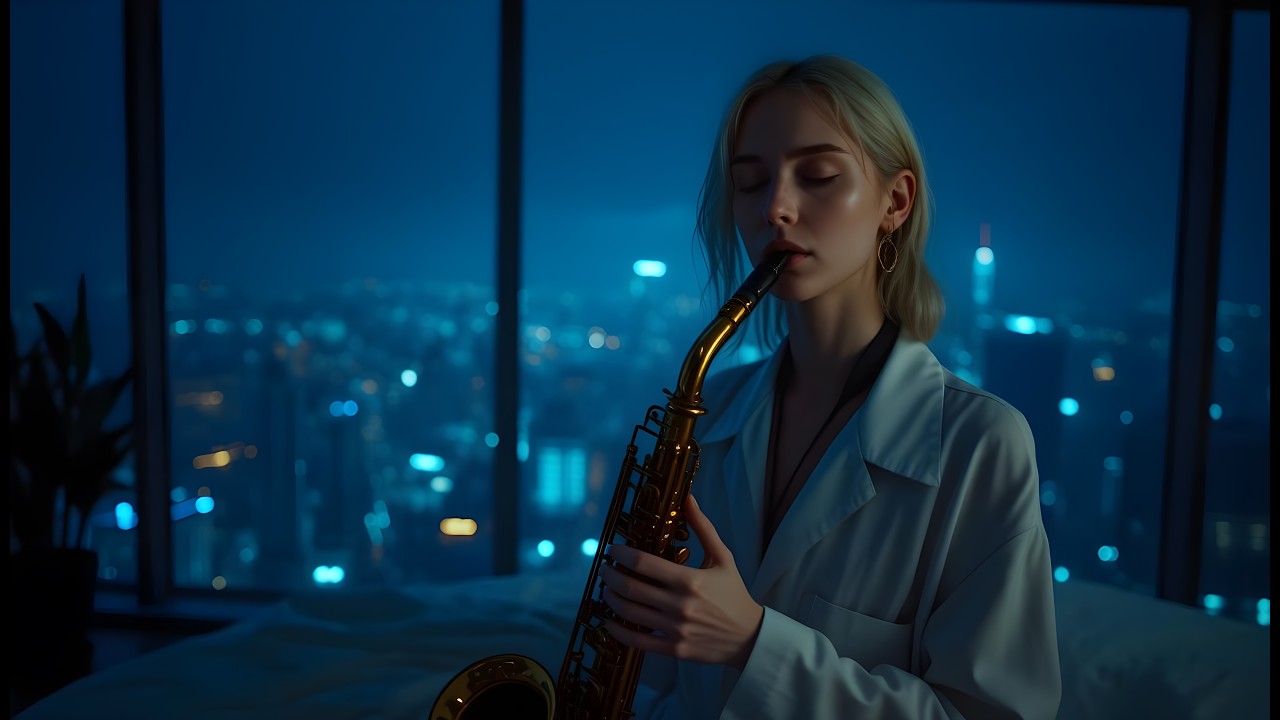 Healing Midnight Rain — Deep Blue Saxophone Melodies for Total