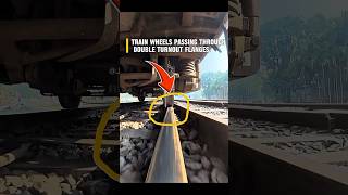 Train wheels passing through double turnout flanges. #Wheels #train #crossing #shorts