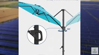 Review - 10Ft Large Patio Umbrella with Solar LED Lights,360-Degree Rotation,8 Ribs,Hand