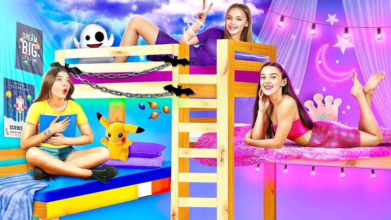 Triplets Build Bunk Bed! How Two Sisters Share One Boyfriend YouTube