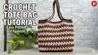 Beginner Crochet Tote Bag | Two-Tone Easy Pattern | Everyday Shoulder Bag.