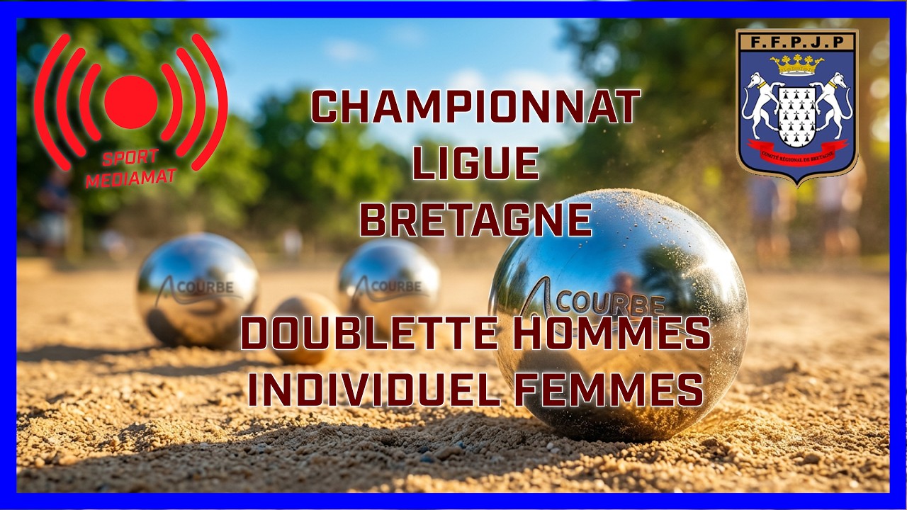Miniature de la vidéo : 🔵 DIRECT PÉTANQUE | Ligue Bretagne - Finales Doublette Hommes & Indiv. Femmes (Dimanche A-M)