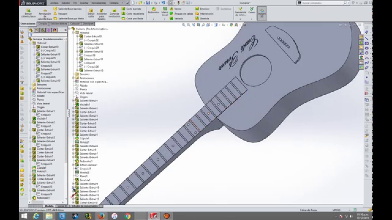 Musical Instruments Solidworkd Guitarra en solidworks - YouTube
