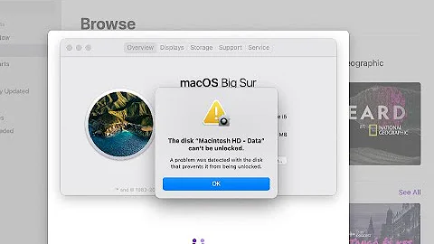 The disk “macintosh hd data” can't be unlocked |  Big Sur