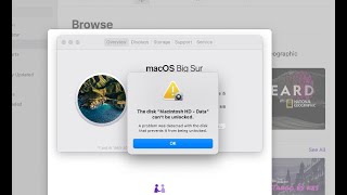 The disk “macintosh hd data” can't be unlocked |  Big Sur