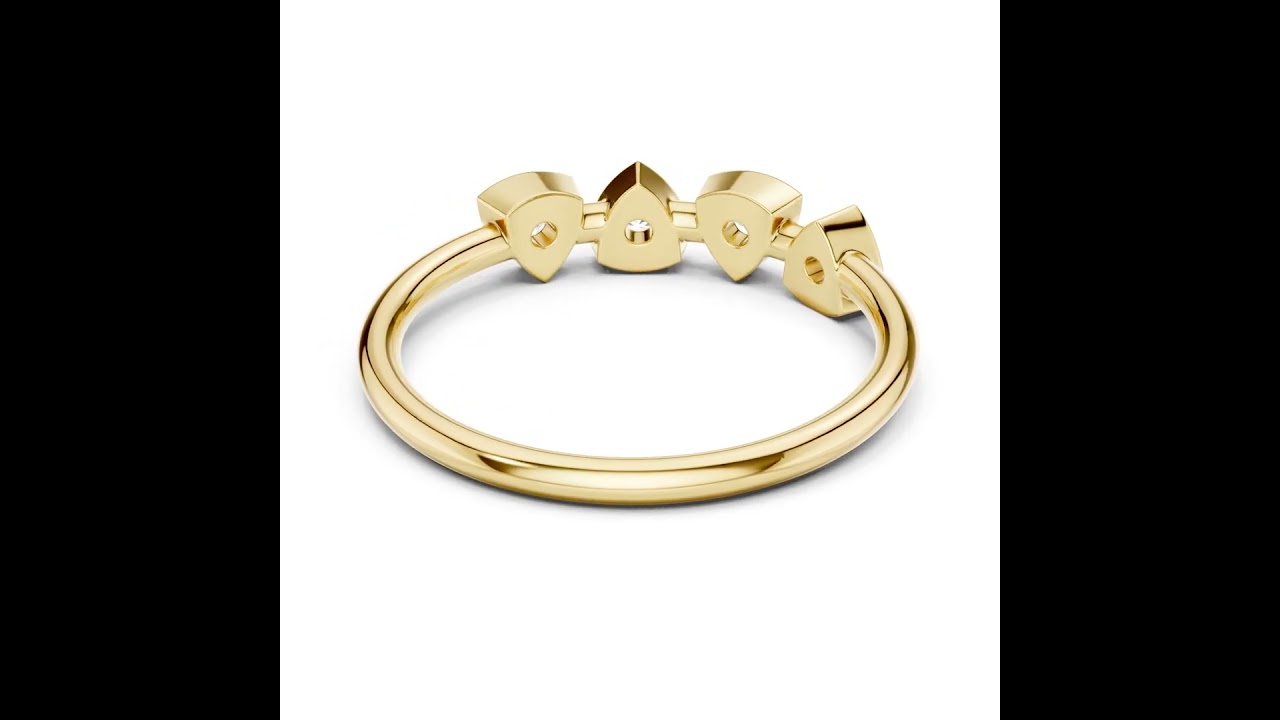 Round Brilliant Diamond Triangle Shaped Geometric Wedding Band