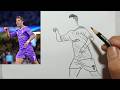 رسمة بقلم الرصاص لكريستيانو رونالدو رسم سهل 7