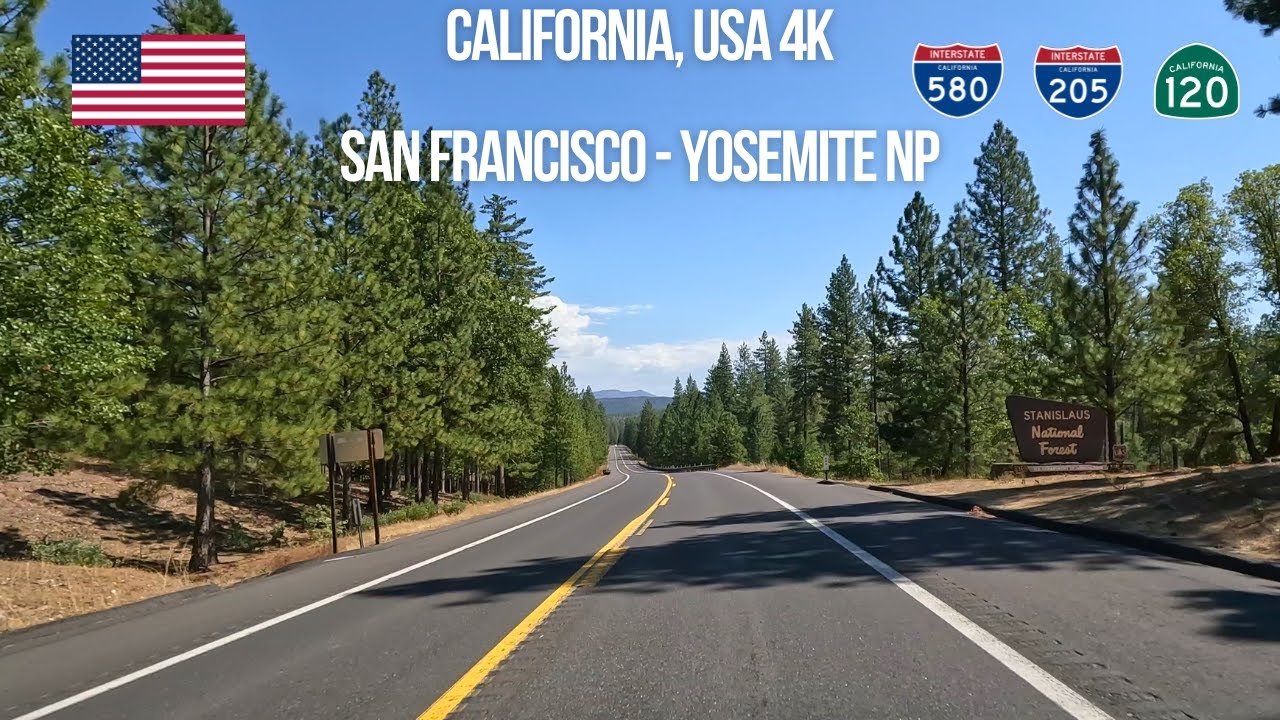 RV drive in California USA from San Francisco Area to Yosemite NP