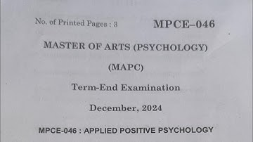 MPCE-046: APPLIED POSITIVE PSYCHOLOGY|IGNOU|TEE DEC-2024|PREVIOUS YEAR QUESTION PAPER|