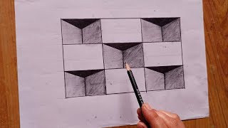 Easy 3D Optical Illusion Drawing | Cube Illusion Art Tutorial | Satisfying Pencil Sketch