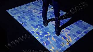 Interactive floor projection with sea fish and realistic water 2019