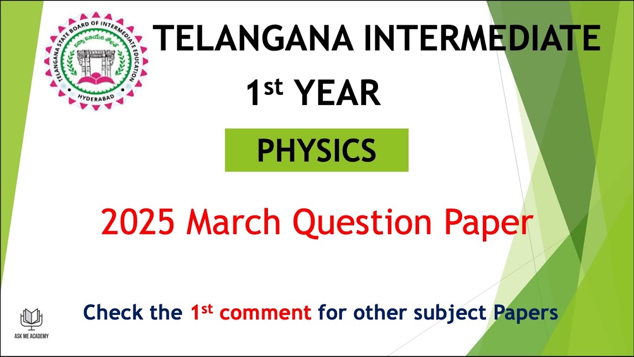 TS TG Inter 1st Year Physics 2025 March previous Question Papers IPE Telangana intermediate