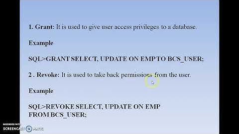 Oracle DCL & TCL Statements