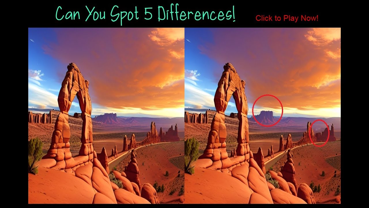 Spot 5 Differences Picture Puzzle: National Parks 1 Themed - YouTube