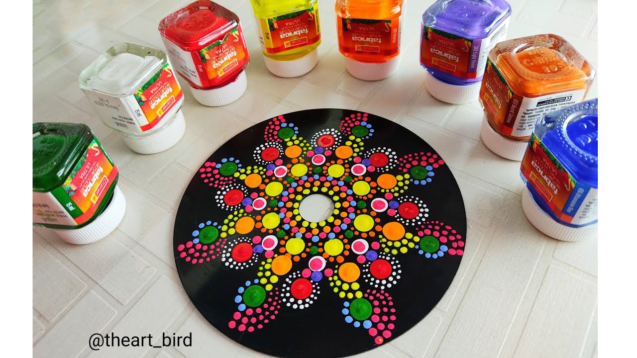 How to draw Dotted Mandala on CD ll Mandala art on CD ll Mandala art