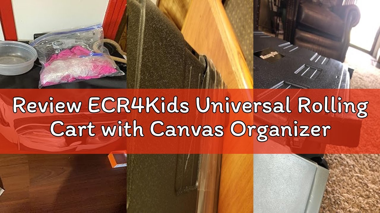 Review ECR4Kids Universal Rolling Cart with Canvas Organizer Bag, Mobile Storage, Black/Grey
