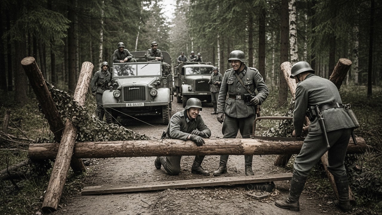 Němci se smáli dřevěným barikádám, dokud pod nimi nevybuchly výbušniny a nezastavily celý konvoj!