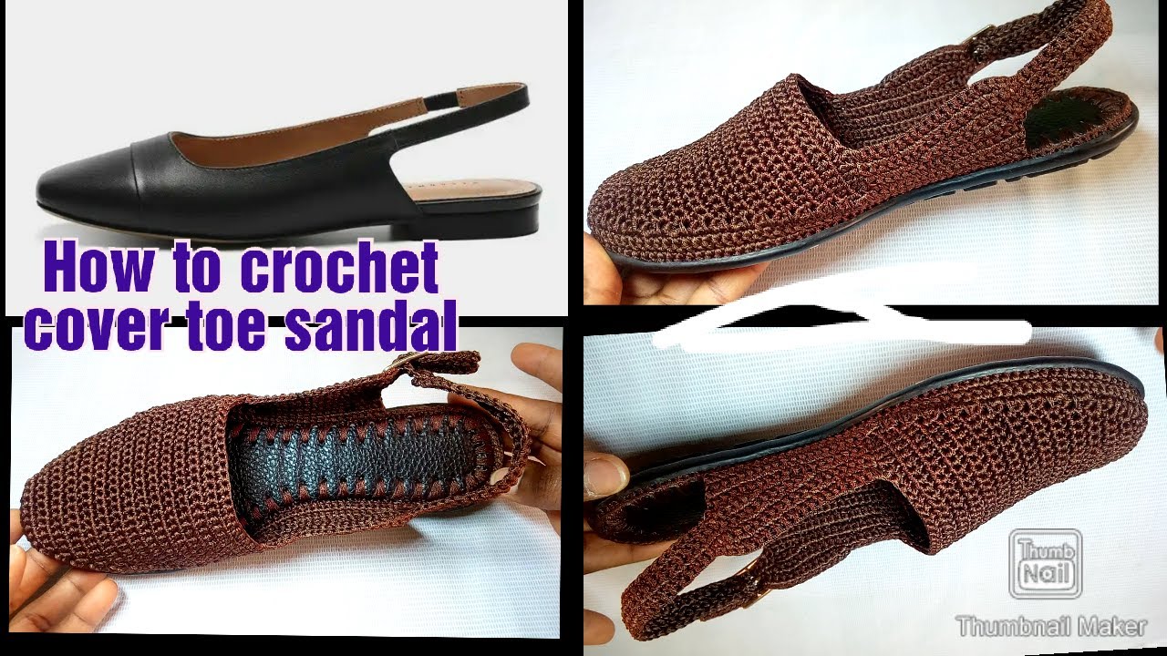 How to crochet Cover toe sandal / for absolute beginners YouTube