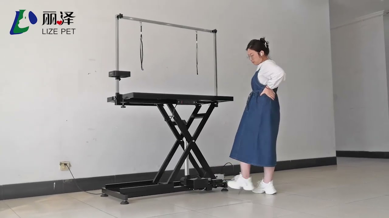 Electric Lift Grooming Table with Storage Box: Non-Slip Rubber Top + Adjustable height