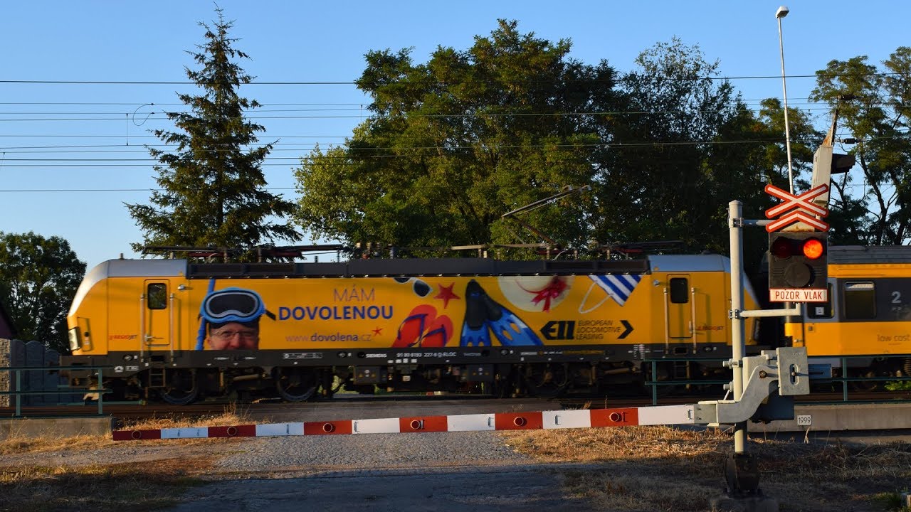 Vlaky (na přejezdu) Velim - 23.8.2017 / Trains at Czech Level Crossing Velim