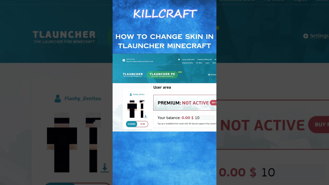 How To Change Skin In TLauncher Minecraft Shorts Technoblade